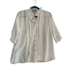 JP and Mattie Sundance 2030 Madeleine Ruffle and Lace White Blouse Size S